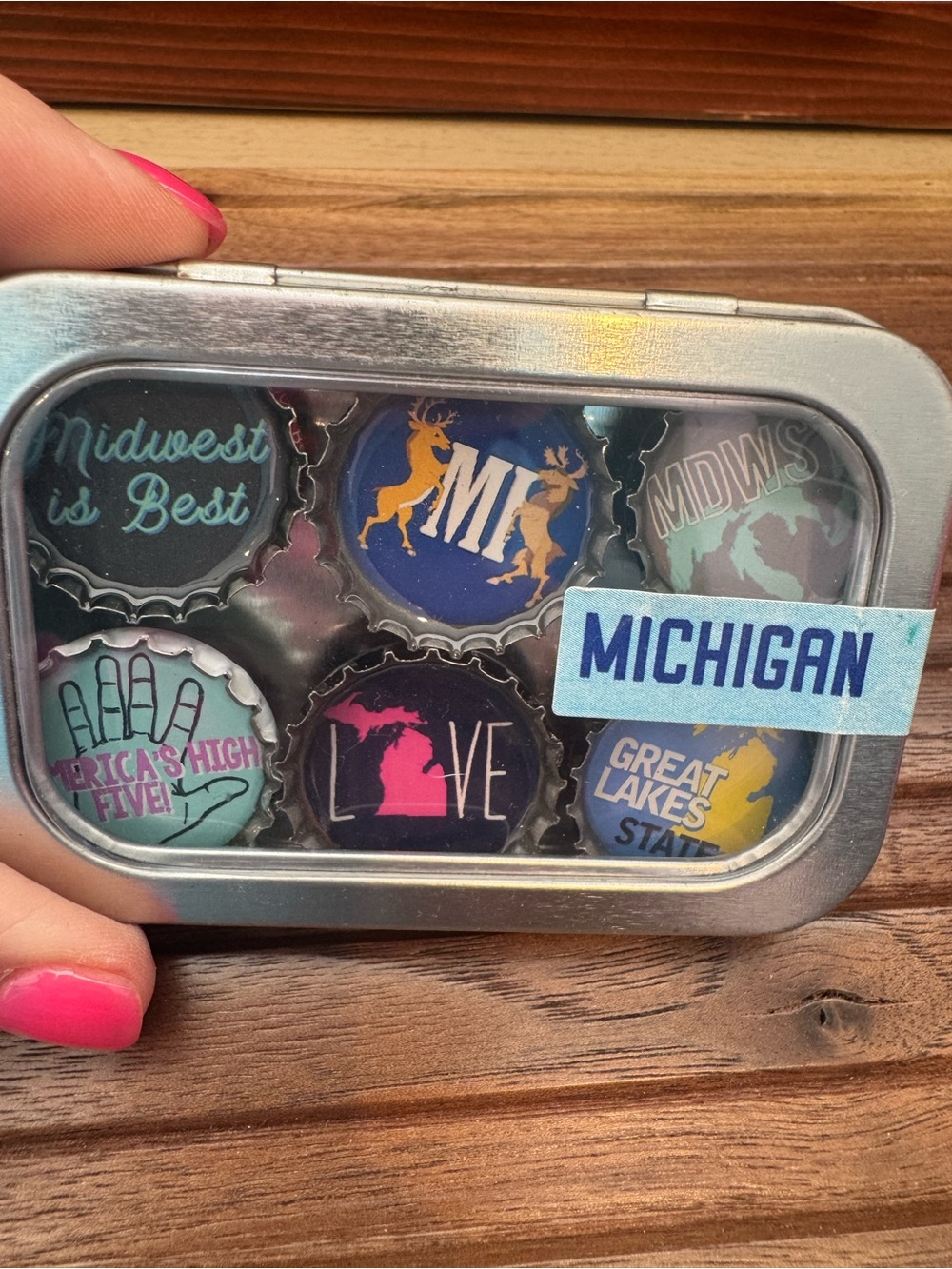 Michigan Bottle Cap Magnet Set - Multi Color